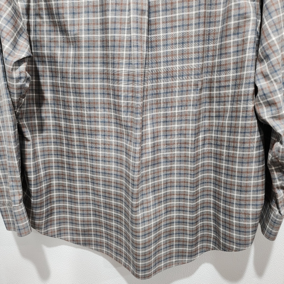 Roundtree Yorke Gold Label Long Sleeve Button Up Plaid Shirt Mens Sz XL Non Iron - Picture 15 of 15